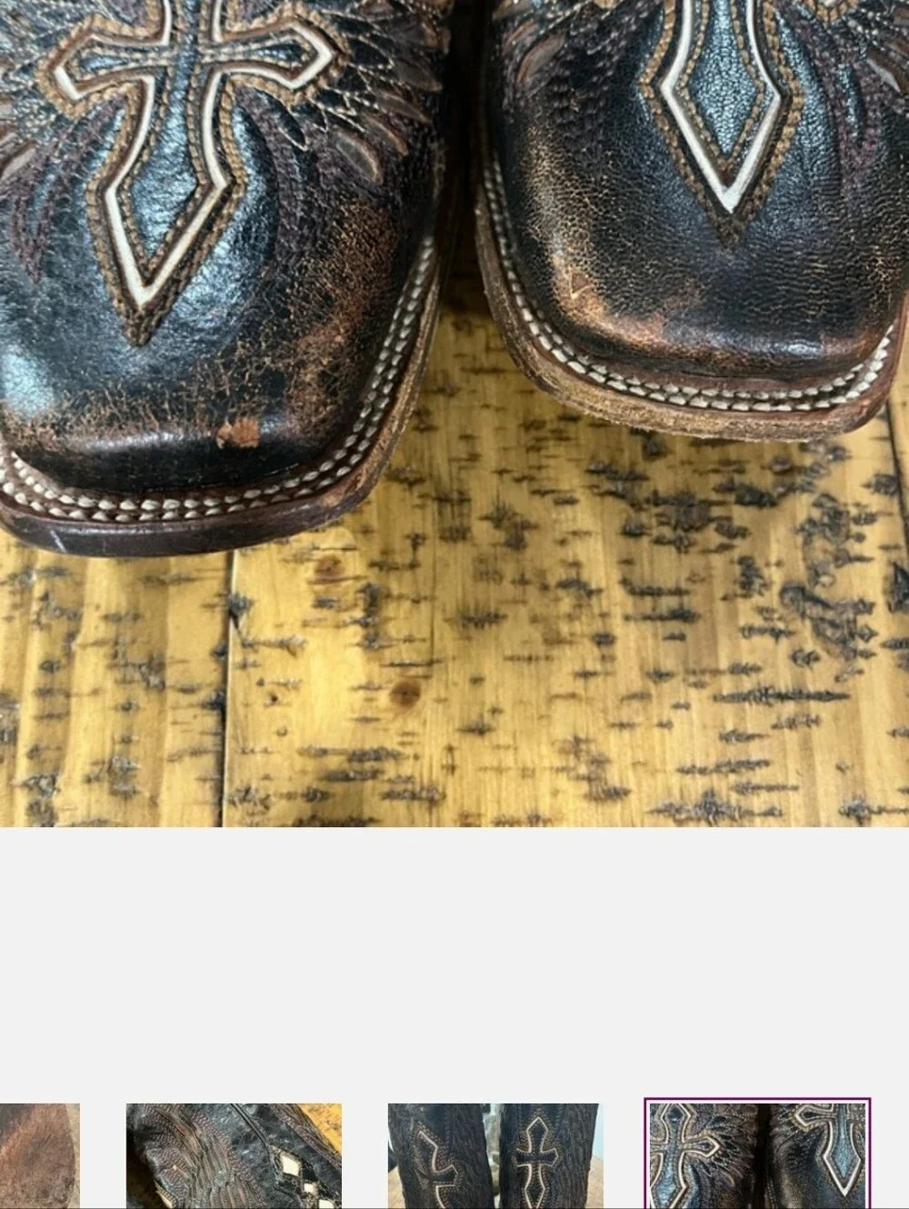 Corral Boots Mens Size 15d Wing Cross Inlay Square Toe Leather Cowboy A1978 GUC